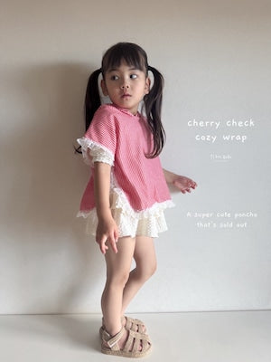 【即納】cherry check cozy wrap
