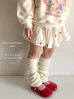 【即納】 heart embroidery skirt