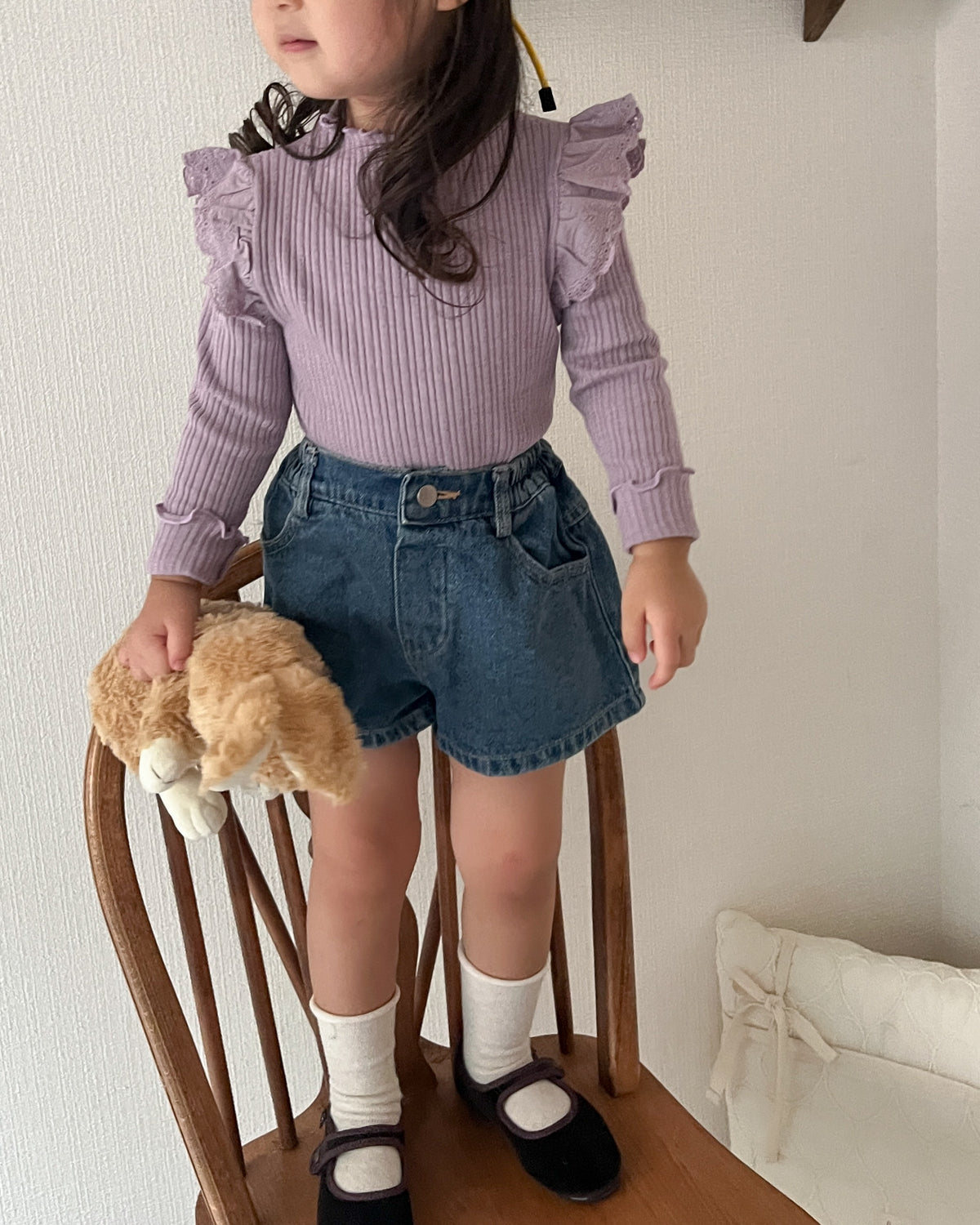 【即納】Petal Frill Rib Tops