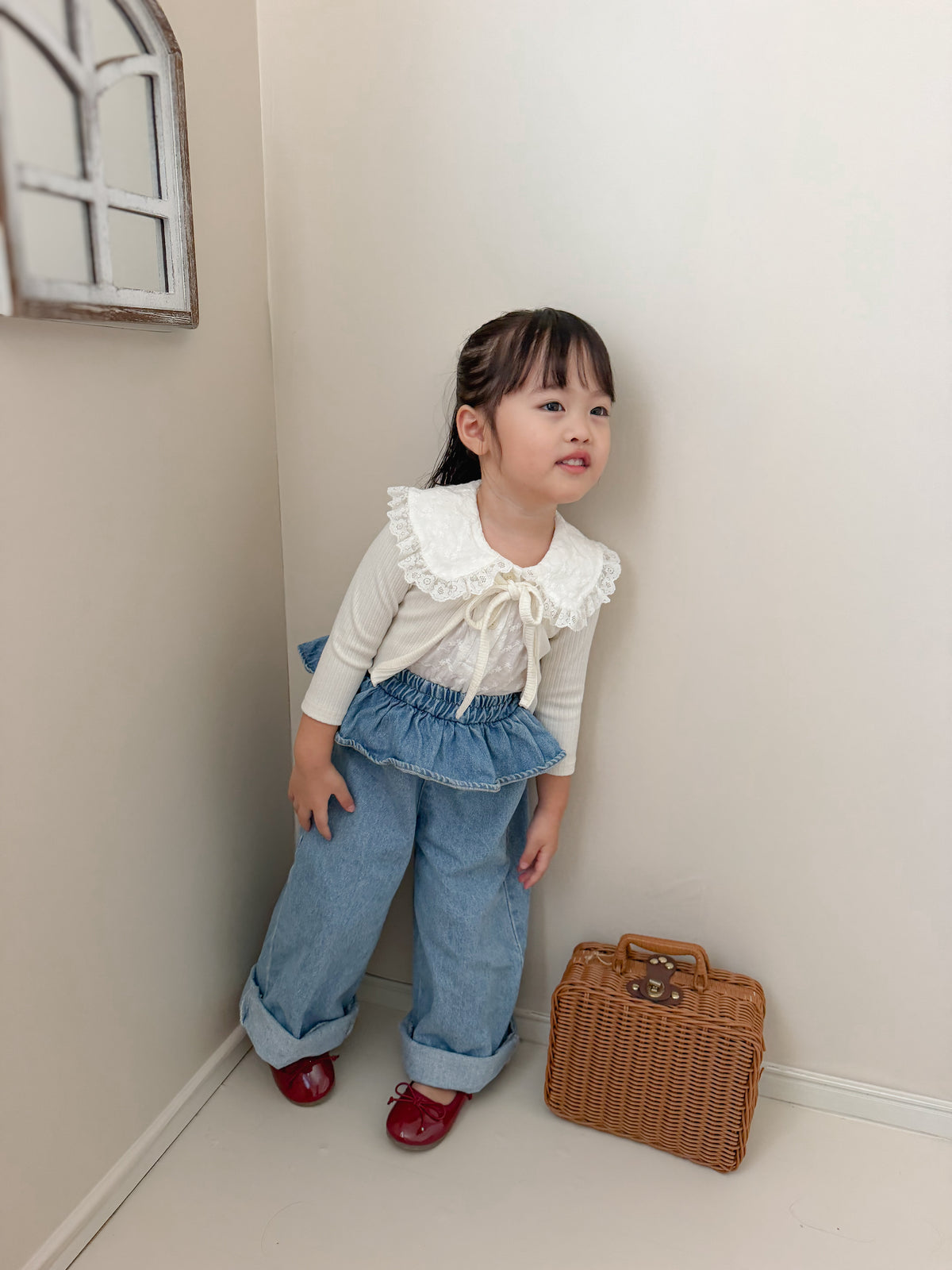 【即納】Frill Waist Denim