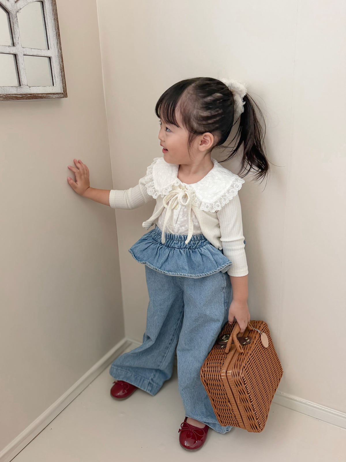 【即納】Frill Waist Denim