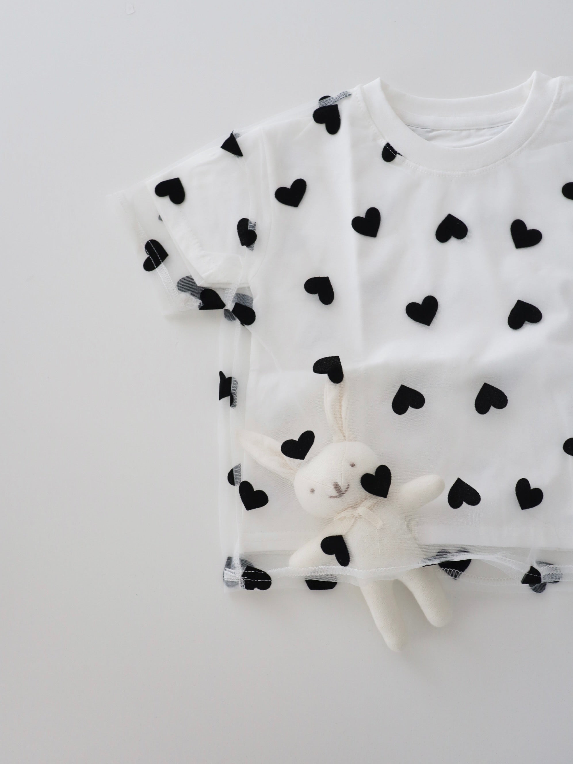 【即納】Heart tulle tee