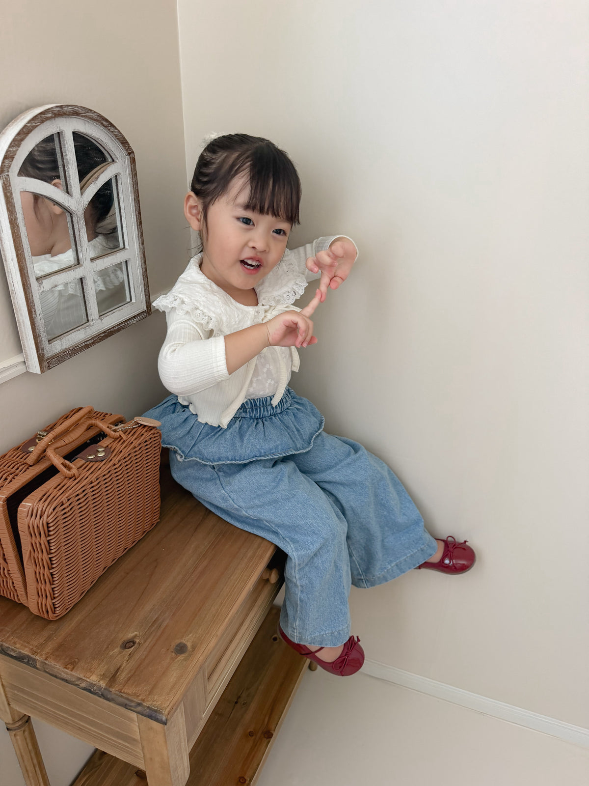 【即納】Frill Waist Denim