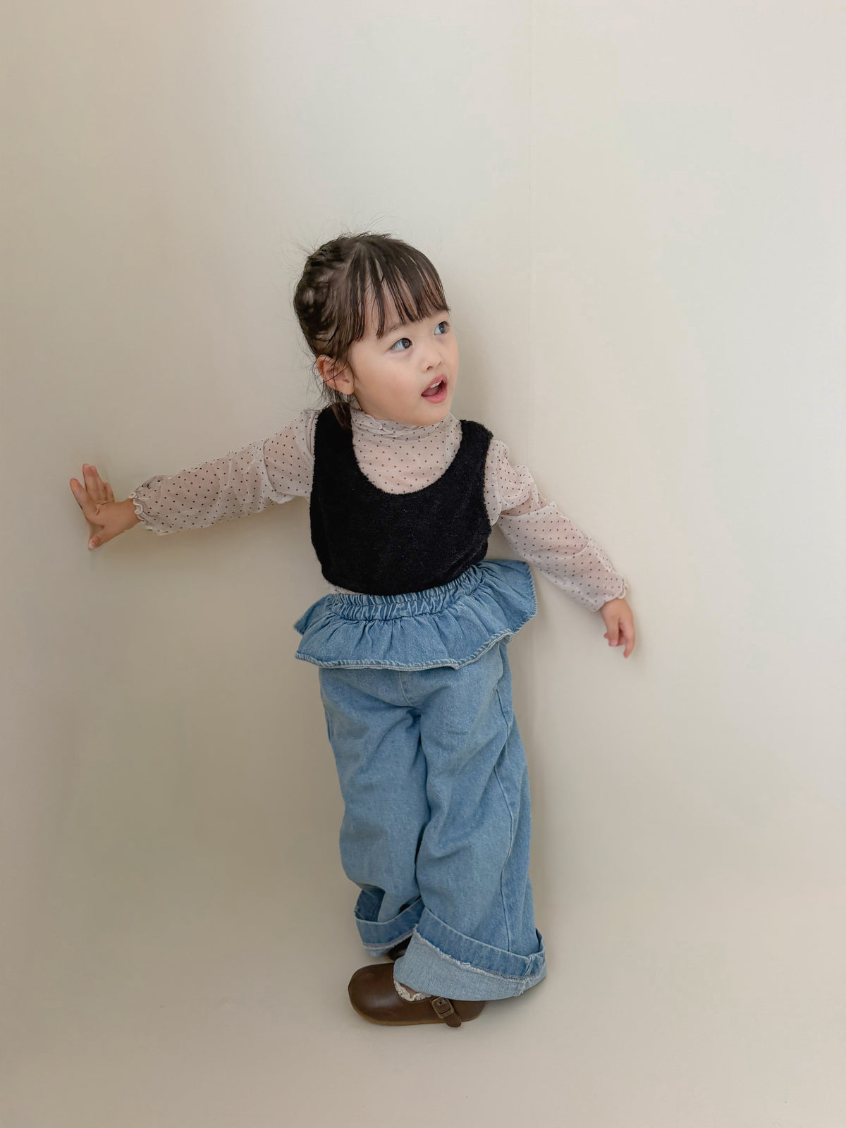 【即納】Frill Waist Denim