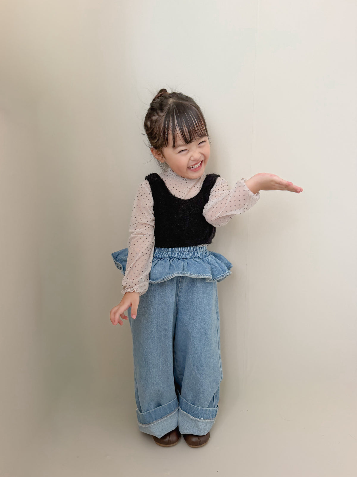 【即納】Frill Waist Denim