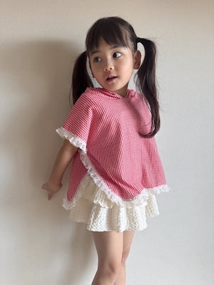 【即納】cherry check cozy wrap