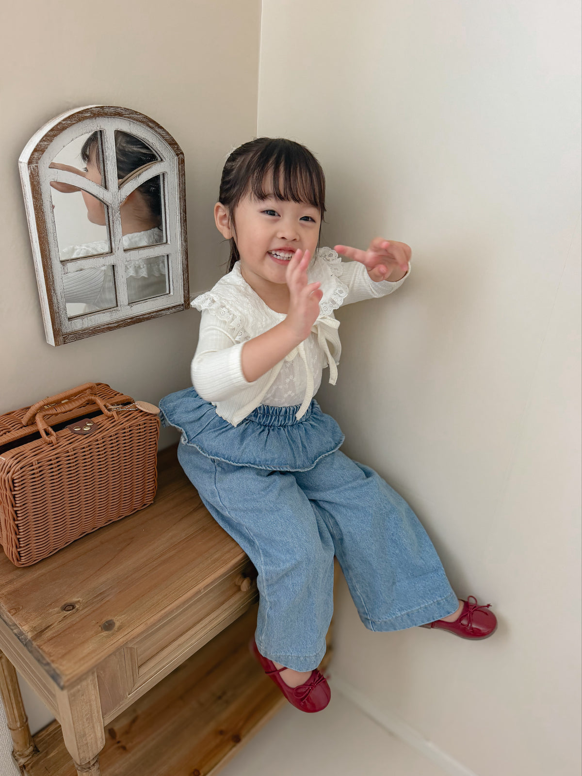 【即納】Frill Waist Denim