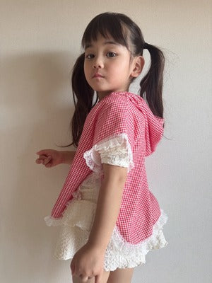 【即納】cherry check cozy wrap