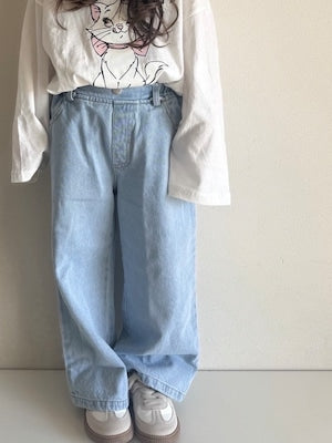 【即納】 Blue Love Wide Jeans