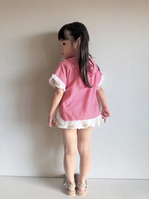 【即納】cherry check cozy wrap