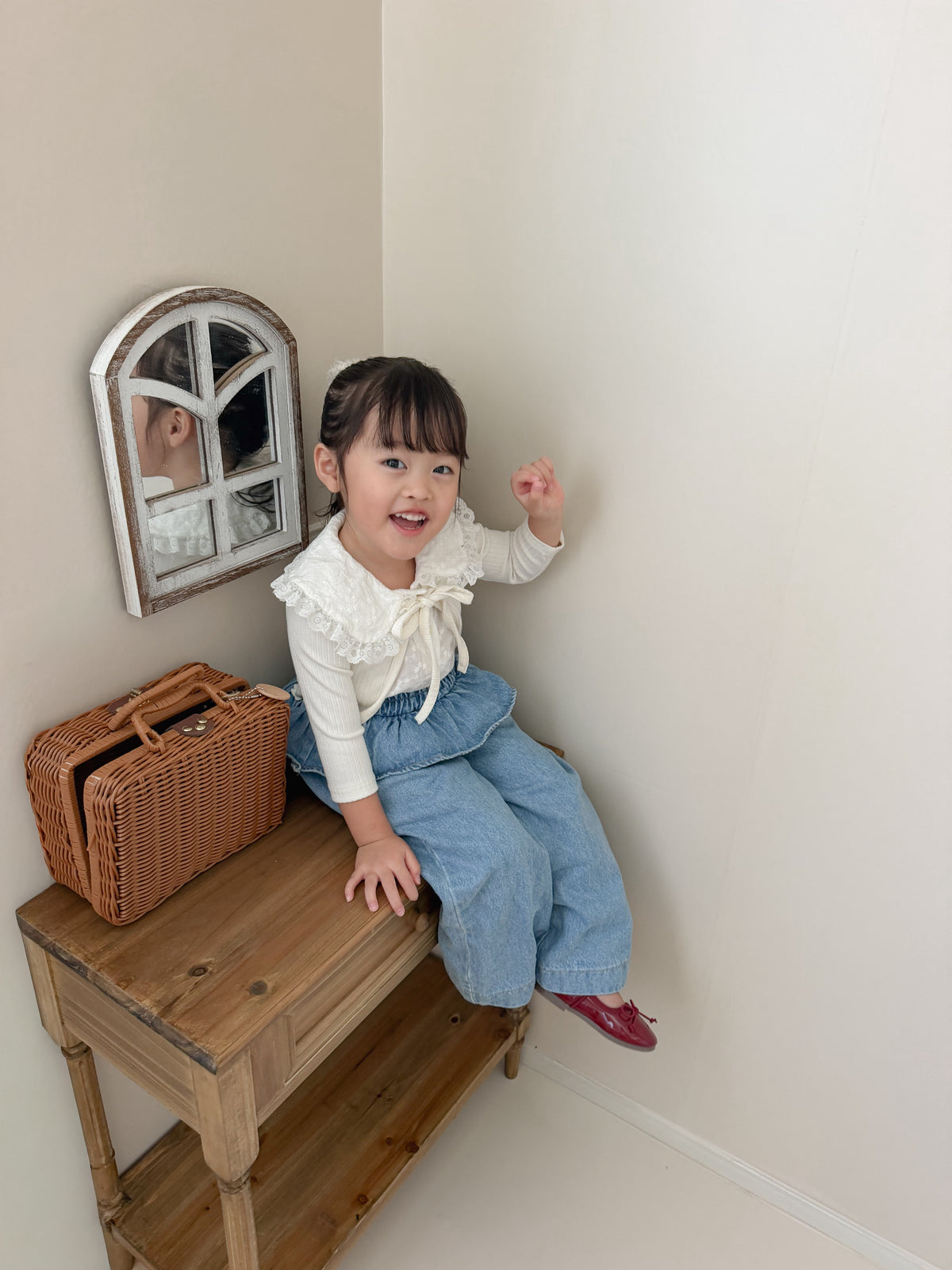 【即納】Frill Waist Denim
