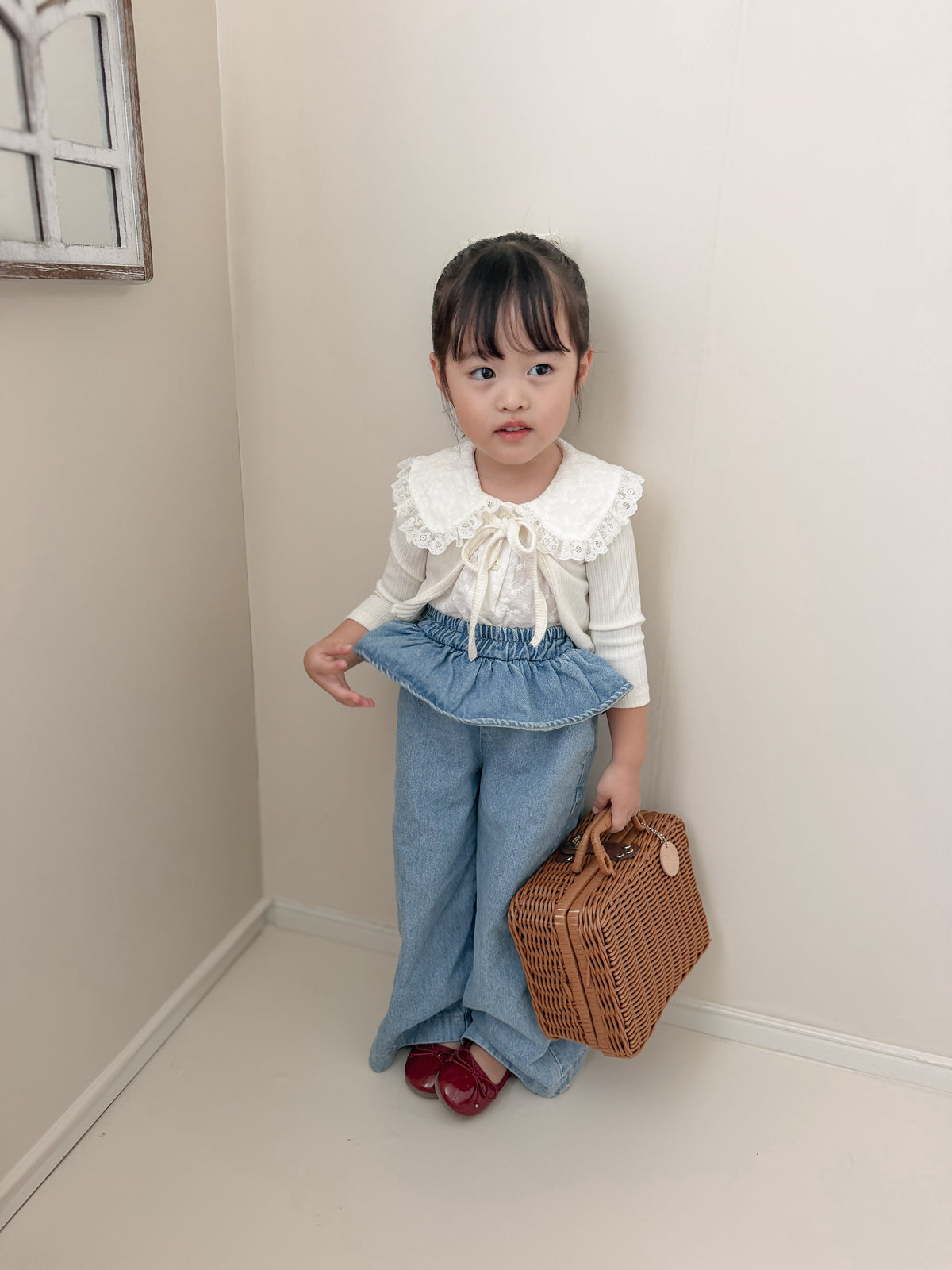【即納】Frill Waist Denim