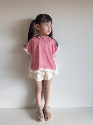 【即納】cherry check cozy wrap