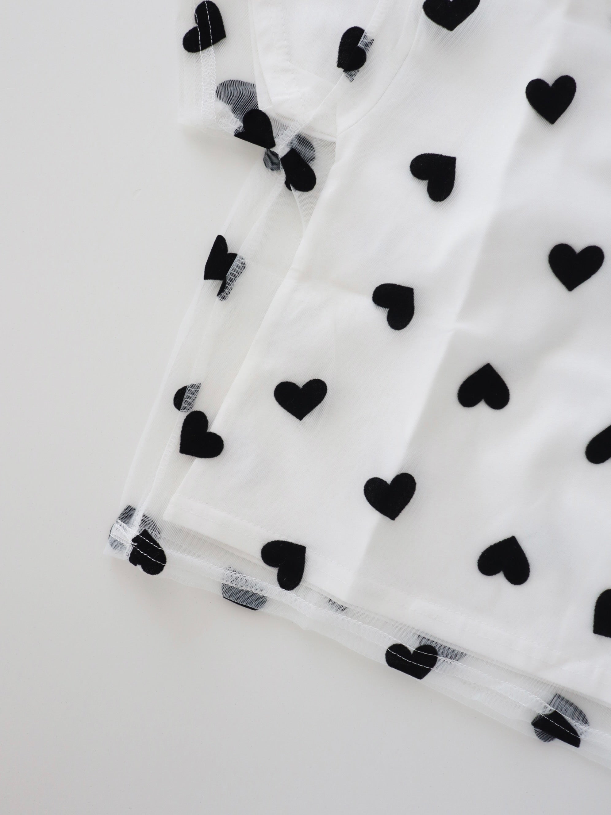 【即納】Heart tulle tee