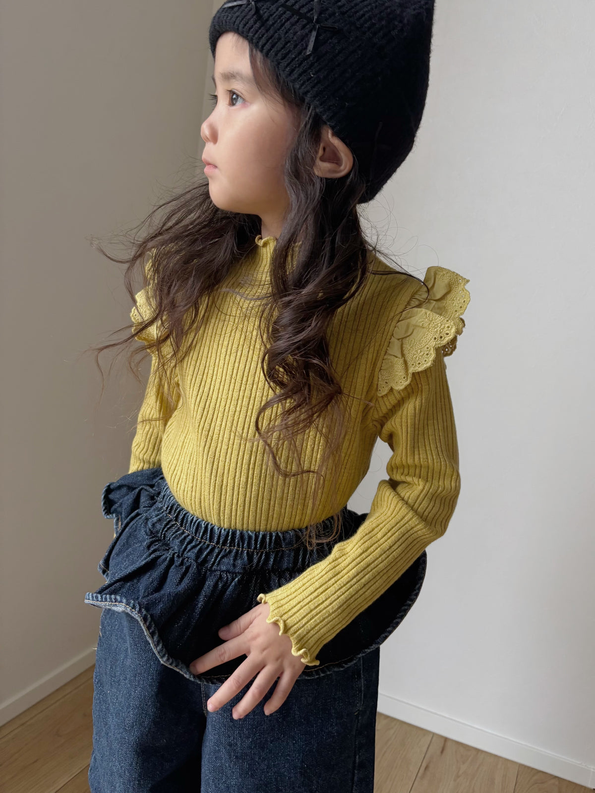 【即納】Frill Waist Denim
