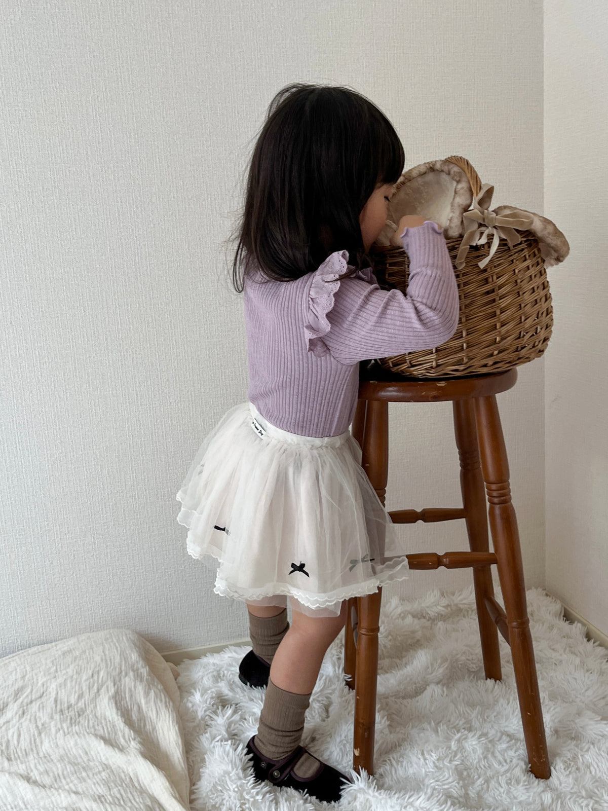 【即納】Petal Frill Rib Tops