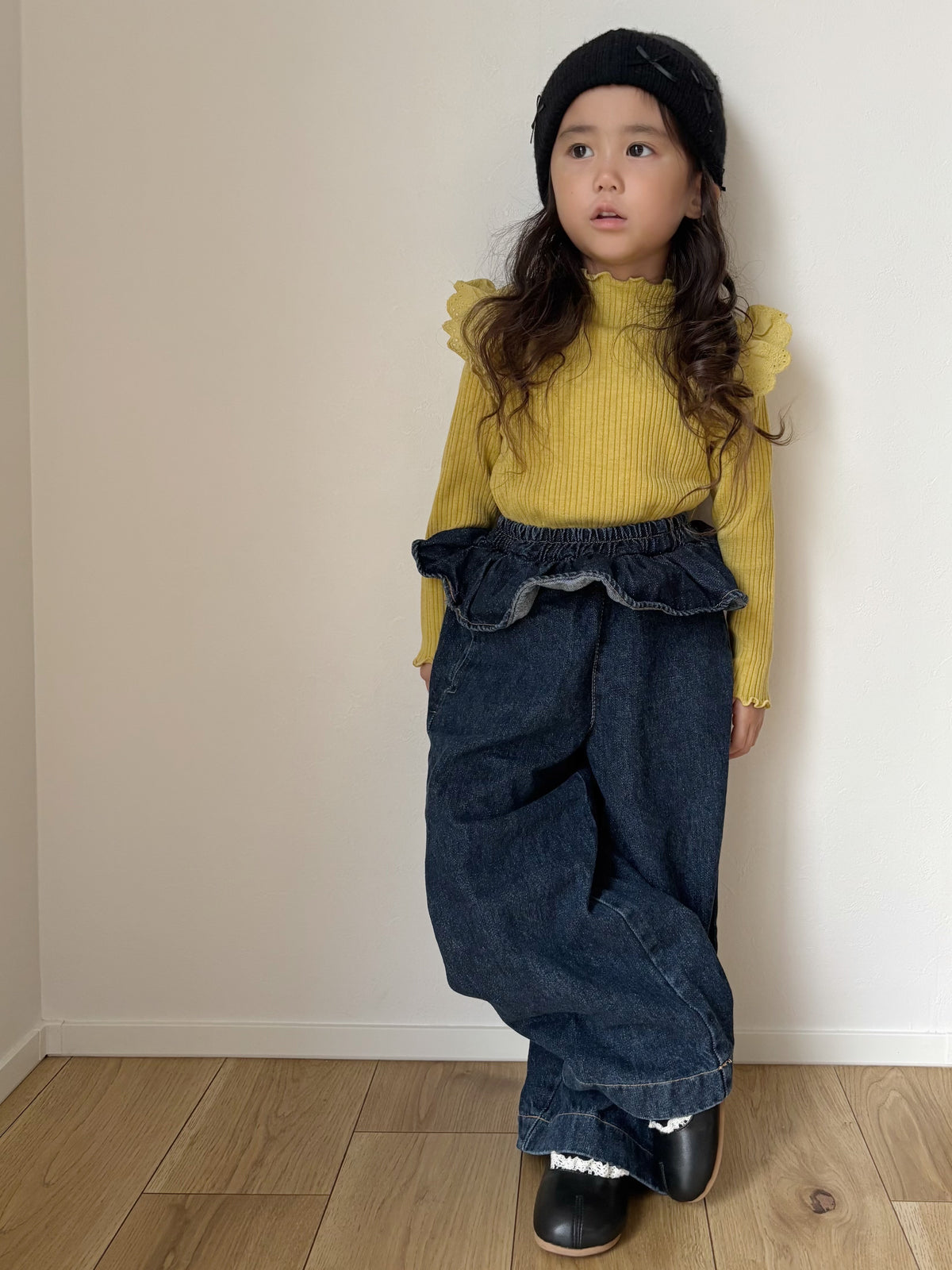 【即納】Frill Waist Denim