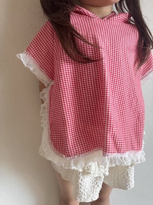 【即納】cherry check cozy wrap