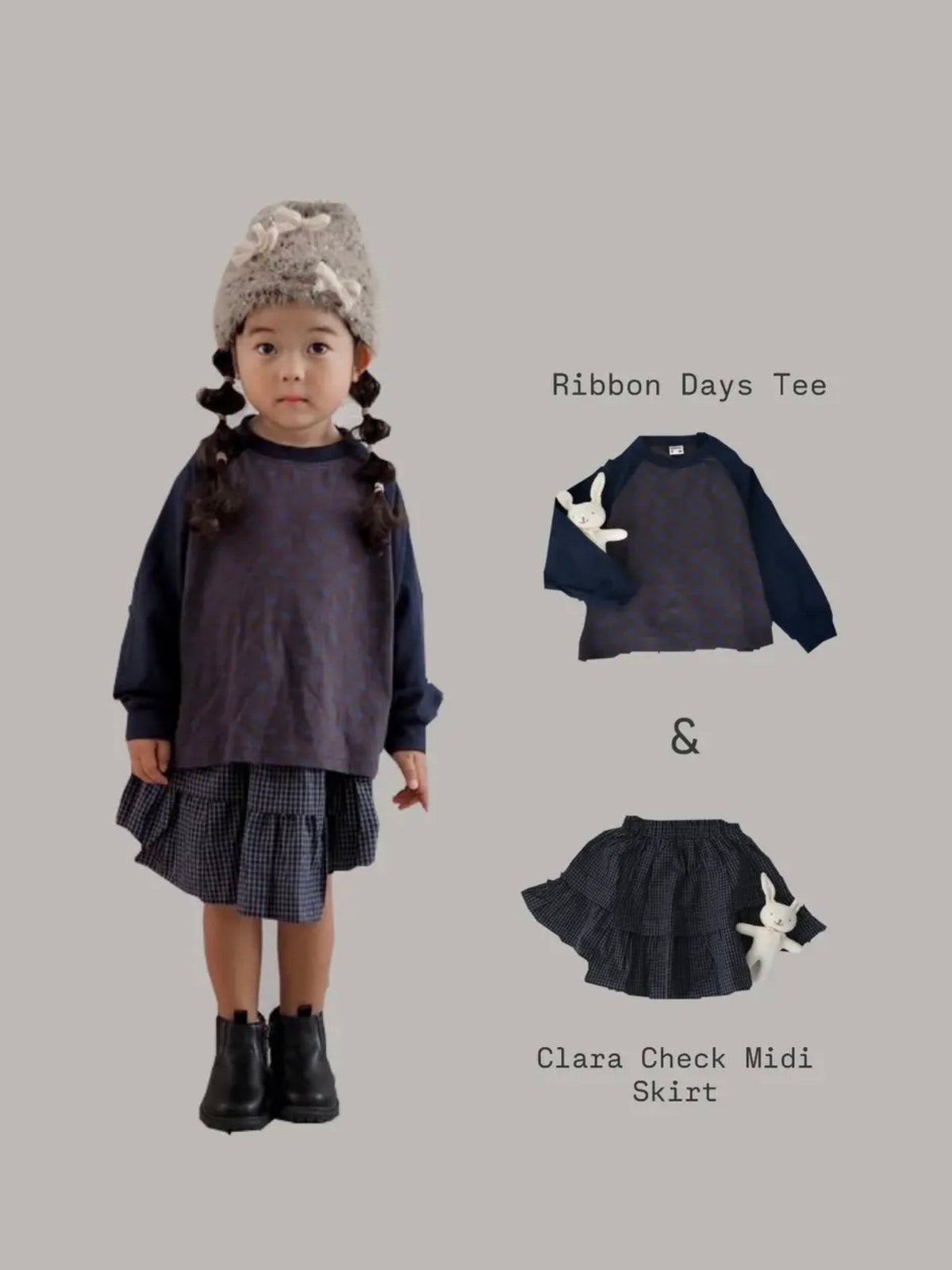 【即納】Clara Check Midi Skirt