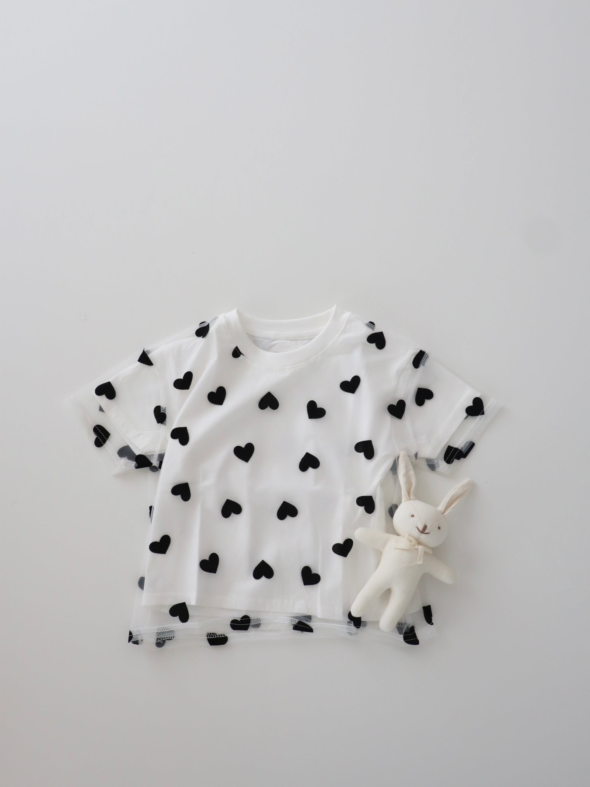 【即納】Heart tulle tee