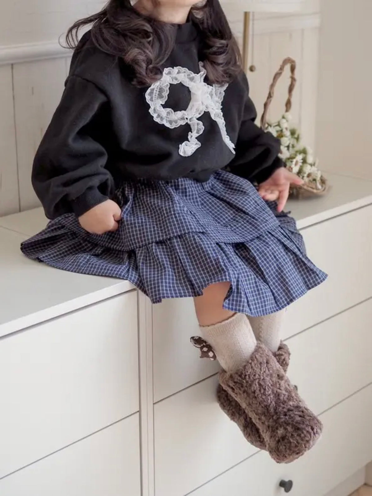 【即納】Clara Check Midi Skirt