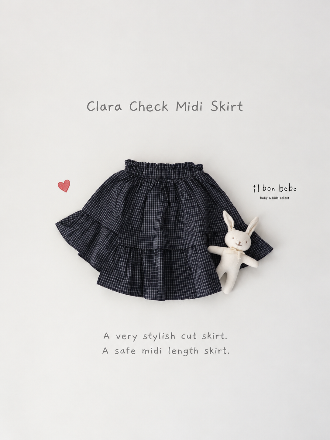 【即納】Clara Check Midi Skirt