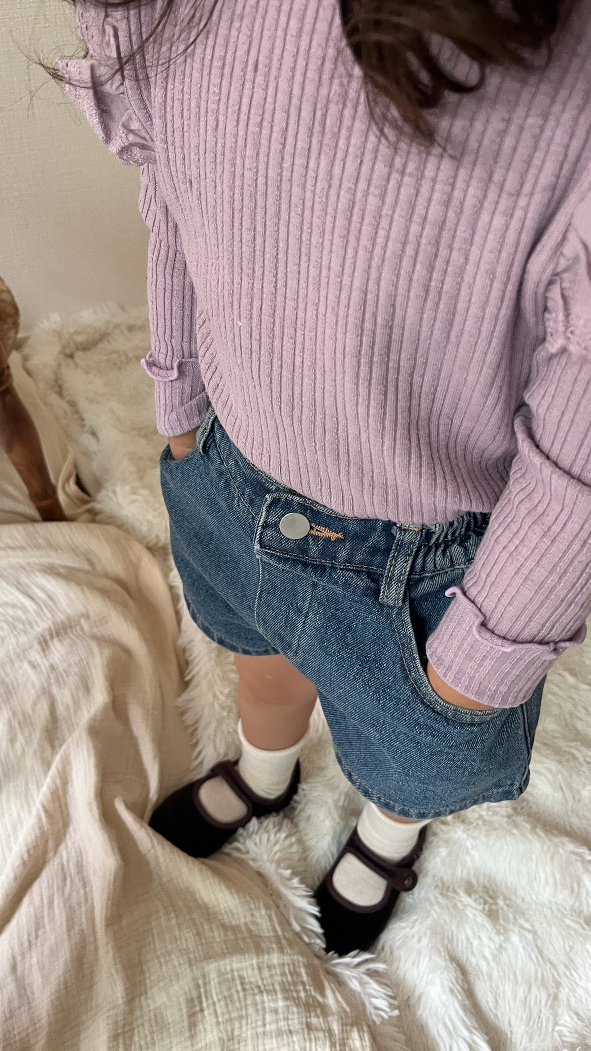 【即納】Petal Frill Rib Tops