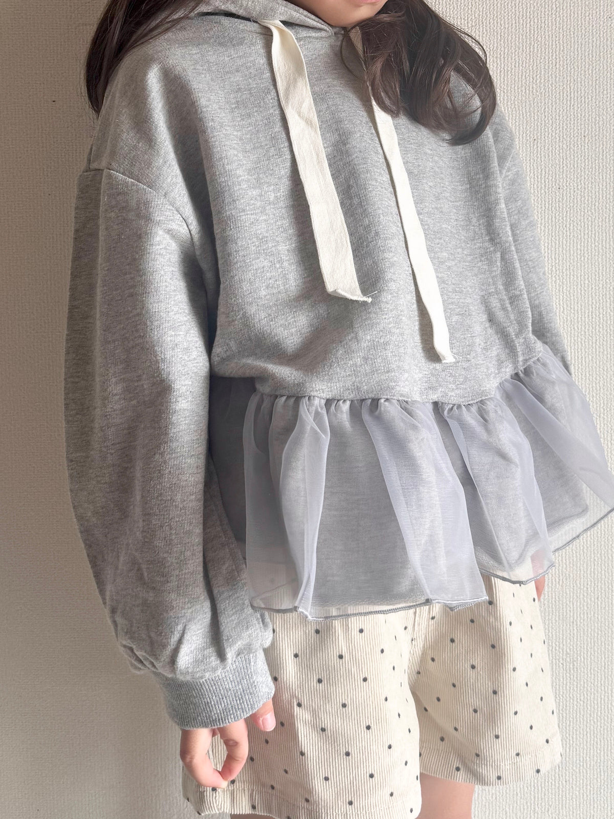 【即納】Ribbon Tulle Hoodie