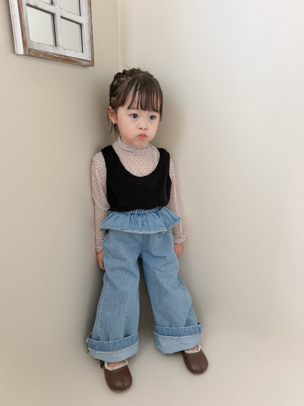【即納】Frill Waist Denim