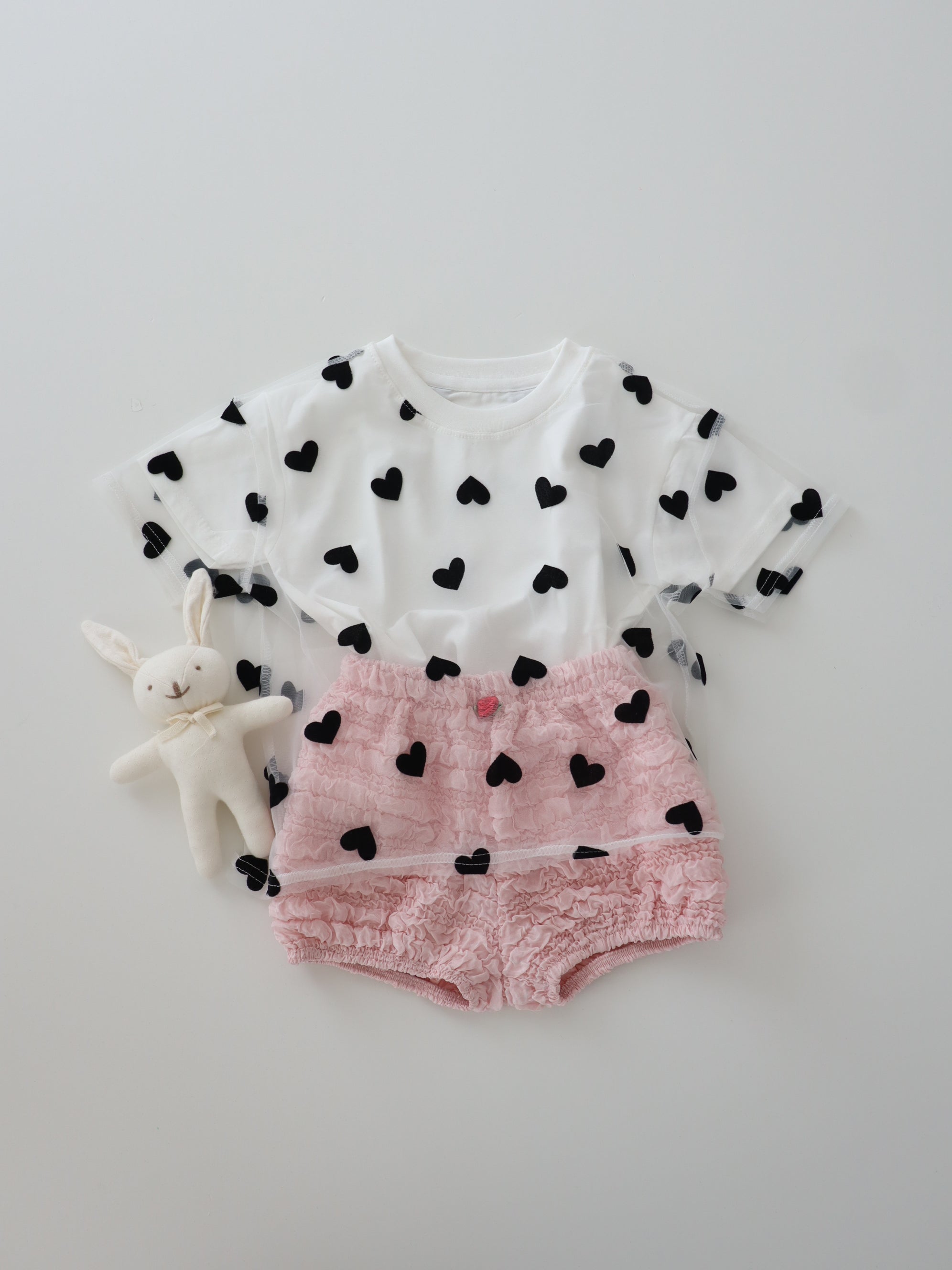 【即納】Heart tulle tee