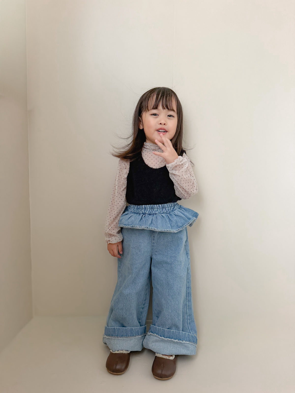 【即納】Frill Waist Denim