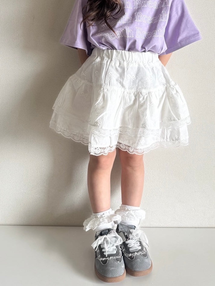 【即納】Pure Ribbon Embroidery Skirt