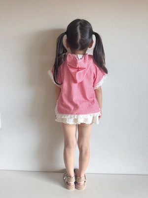 【即納】cherry check cozy wrap
