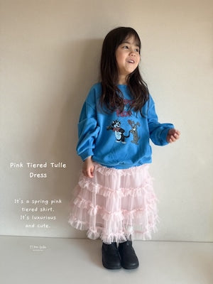 【即納】Pink Tiered Tulle Dress